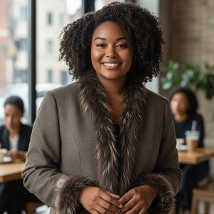 Chic Tan Teddy Jacket with Faux Fur Trim